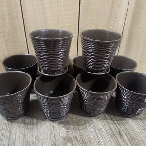 vintage indoor plastic flower 5" pots total 10